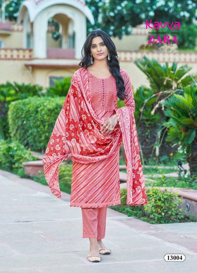 Kavya Zara Vol 13 Cambric Cotton Kurti Pant With Dupatta Collection
